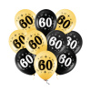 Balóny 60 narodeniny čierno-zlaté 30cm 10ks
