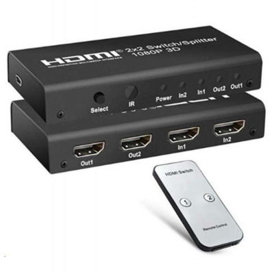 PremiumCord HDMI switch 2:2, 3D,1080p,dálkové ovl. (khswit22)