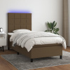 vidaXL Posteľ boxsping s matracom a LED tmavohnedá 90x190 cm látka - Hnedá - 18772-160342