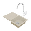 Granitový drez Vima s batériou Grohe Bau Loop 480x780 mm béžový