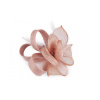 Fascinátor / brošňa kvet s perím - 1 ks 2 pudrová