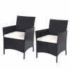 Design-Shop Set 2 záhradných stoličiek Halden, polyratan - antracit, krémové vankúše
