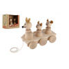 Teddies Tri myšky ťahacie prírodné drevo 22 cm