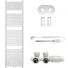CERANO - Kúpeľňový radiátorový set Lincoln - kombinované vykurovanie, termo tyč - stredové pripojenie 50 mm - 559W - biela lesklá - 1800x500 mm