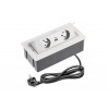GTV SOFT nábytková zásuvka 2x zemnící zásuvka, USB A+C, napájecí kabel se zástrčkou, bílá