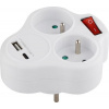 Zásuvka Strend Pro, rozbočovacia, rozdvojka, biela, 2x 16 A, USB A+C, vypínač