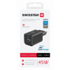 Adaptér Swissten s funkciou rýchleho nabíjania 45W Dual black