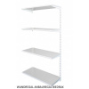 Nástenný regál prídavný 20 x 80 x 150 cm, biela - 4 police sivá