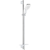 GROHE Rainshower SmartActive Cube sprchová súprava, ručná sprcha 3jet 130 x 130 mm EcoJoy, 90 cm sprchová tyč s poličkou na mydlo a sprchová hadica 175 cm, chróm/mesačná biela, 26587LS0