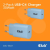 Club 3D Club3D Nabíječka, USB-C, Power Delivery 15V/2A, 2-pack, modrá CAC-3022
