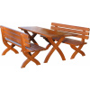 ROJAPLAST Set záhradného nábytku STRONG MASIV 1 stôl + 2 lavice