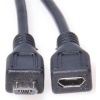 PremiumCord Kabel prodlužovací micro USB 2.0 M-F, černý 2m