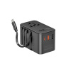 AppleMix 70W cestovný adaptér / nabíjačka PROMATE - EU / UK / USA / CN + USB-A + USB-C - kábel USB-C - čierny