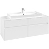 VILLEROY & BOCH Collaro závesná skrinka pod umývadlo na dosku (umývadlo v strede), 4 zásuvky, 1400 x 500 x 548 mm, White Matt, C09200MS