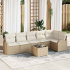 zahrada-XL Súprava záhradných pohoviek 7 pcs Beige, biela Poly ratan 3354740