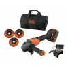 BLACK+DECKER Aku uhlová brúska 115 mm s príslušenstvom BCG6L8F1S
