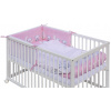 Ohrádková postýlka s vyndavacími příčkami - bílá - 120x60 cm s kompletní výbavou Toro Barva soupravy: Toro růžová