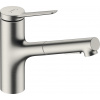 Hansgrohe Dřezová baterie Zesis M33 s vytahovací sprškou, 2 proudy nerez 74821800