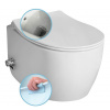 Isvea SENTIMENTI CLEANWASH závesná WC misa, integrovaný ventil a bidetová spŕška, Rimless, 36x51cm, biela 10ARS1010