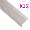 vidaXL Schodové lišty v tvare L 15 ks hliník 90 cm champagne - Srieborná - 248615-263988