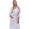 Smetanový a modře květovaný lehký dámský župan 1G0595 béžová 3XL + První výměna zboží zdarma.