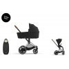 Cybex Platinum CYBEX e-Priam Set + Platinum Footmuff sepia black 2025 chrome with brown details