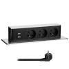 Výsuvná obdĺžniková 3-zásuvka do pracovnej dosky 3x230 + 2xUSB-A 1,9m strieborná PP126USBC SOLIGHT