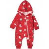 Zateplený teplákový overal červený - Vianočný vzor, veľ. 62