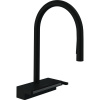 HANSGROHE Aquno Select M81 páková drezová batéria s vyťažiteľnou sprškou s prepínaním a plochým sprchovým prúdom, 3jet, výška výtoku 165 mm, matná čierna, 73837670