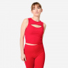 DOMYOS Dámske fitness crop tielko tmavočervené XS