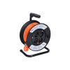 SOLIGHT Predlžovací kábel na bubne 15 m so 4 zásuvkami, oranžový