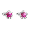 Strieborné náušnice pecka s kryštálmi Swarovski ružová kvietka 31255.3 fuchsia