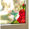 Vitráž do okna & dverí Tiffany štýl panel KOLIBRÍK 18*24 cm