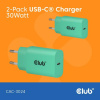 Club 3D Club3D Nabíječka, USB-C, Power Delivery 15V/2A, 2-pack, zelená CAC-3024