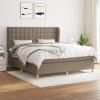 vidaXL Posteľný rám boxspring s matracom sivohned 160x200 cm látka - Šedohnedá - 164869-99256