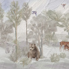 VLADILA Foggy Forest Faun In Color - tapeta