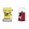 Ascaso Dream PID, Sun Yellow + Eureka Mignon Bravo, CR ferrari red