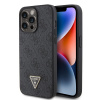 Guess PU 4G Strass Triangle Metal Logo iPhone 15 Pro Max, čierne