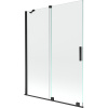 Mexen Velar, 2-krídlová posuvná vaňová zástena 130 x 150 cm, 8mm číre sklo, čierna matná, 896-130-000-01-70
