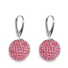 Náušnice Swarovski elements Discoball 18 mm ružové Light Rose