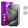 AppleMix Tvrdené sklo JP Mega Pack pre Apple iPhone 15 Pro - číre - sada 3 kusov + aplikátor + 2x sklo na objektív