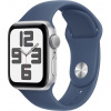 Apple Watch SE GPS 44mm Silver Aluminium Case with Denim Sport Band - S/M MXEQ3QC/A