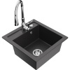Mexen Vito granitový drez 1-komorový s kuchynskou batériou Savita, čierny škvrnitý - 6503-76-672601-00