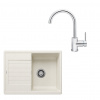 SET414 - Gránitový drez Blanco Zia 45 S biela soft + Kuchynská batéria Rosan Zerro JZ38101 chróm