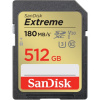 SanDisk Extreme 512 GB SDXC Memory Card 180 MB/s and 130 MB/s, UHS-I, Class 10, U3, V30 85235110