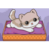 Vymalujsisam.sk Maľovanie podľa čísiel - Mačiatko na fialovej deke Veľkosť: 40x60cm, Rám: Bez rámu, iba zrolované plátno