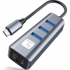 Techly IDATA USB-ETGIGA3CA dokovacia stanica a replikátor portov Kábel USB 3.2 Gen 1 (3.1 Gen 1) Type-A + Type-C Čierna, Strieborná (IDATA USB-ETGIGA3CA)
