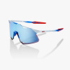 100 percent 100% HYPERCRAFT - TotalEnergies Team Matte White / Metallic Blue HiPER® Blue Multilayer Mirror Lens Športové cyklistické okuliare