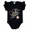 G-baby Dojčenské body s volánikom Kiss - čierne 74 (6-9m)