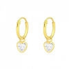 Flor de Cristal Pozlátené kruhové náušnice so srdiečkami (Ag925/1000)